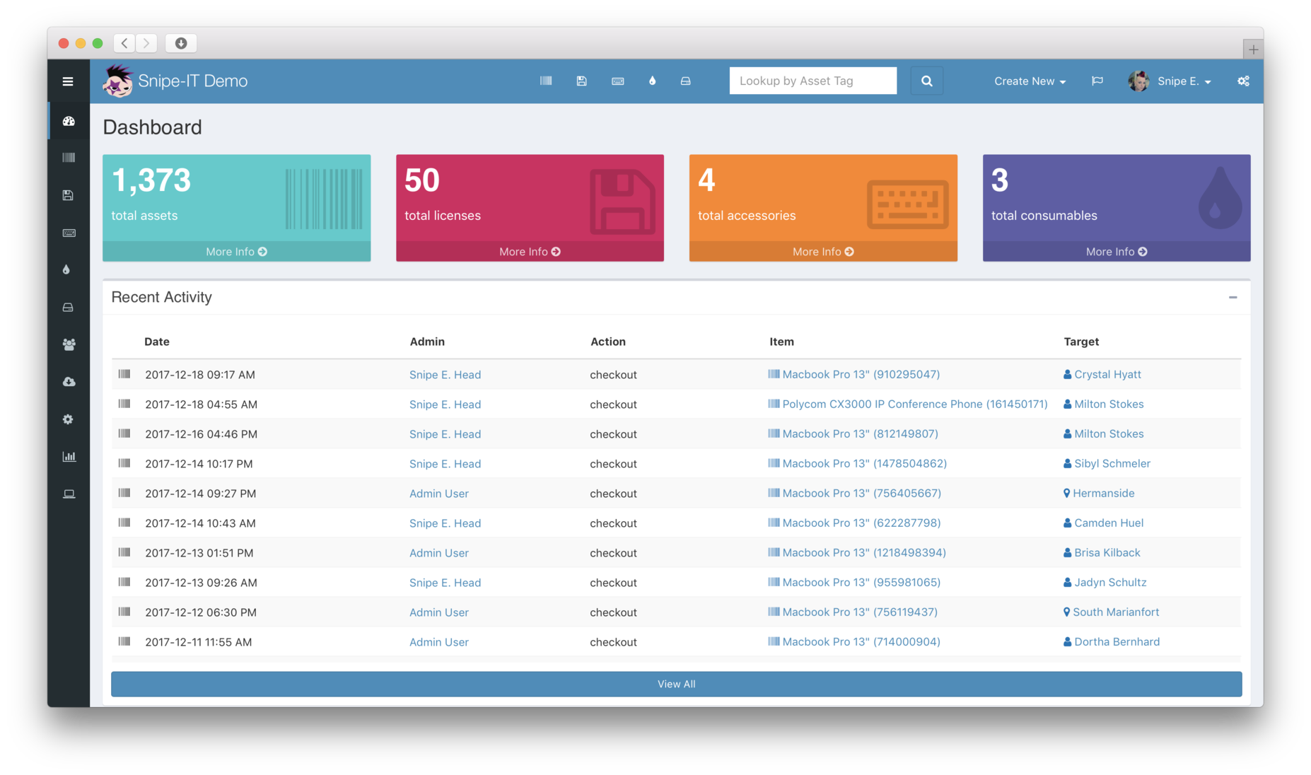 Asset Management - admin dashboard