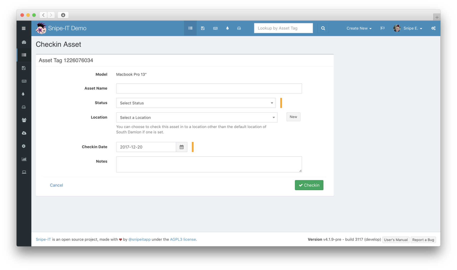 Asset Management Interface